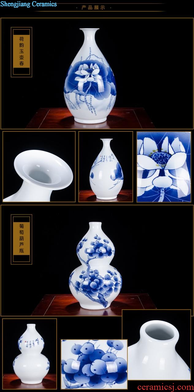 Jingdezhen ceramics imitation Ming vase sitting room home decoration furnishing articles hand-painted pastel archaize fish algae general grain tank