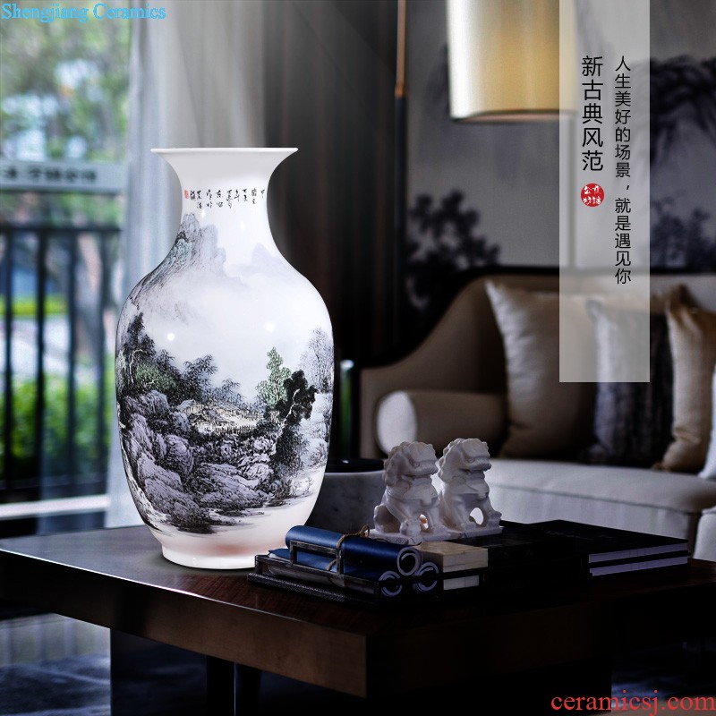 Jingdezhen ceramics hand-painted tea MeiZhengYan vase furnishing articles New Chinese style household living room TV cabinet decoration