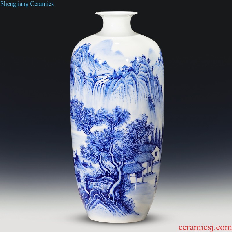 Jingdezhen ceramic green glaze antique vase floral organ living room flower arranging modern classical household rich ancient frame furnishing articles