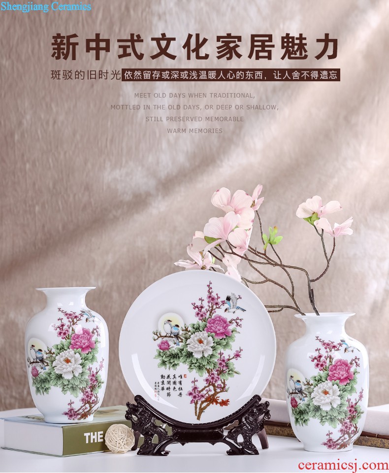 Jingdezhen ceramics modern three-piece floret bottle of flower arrangement, sitting room of Chinese style household decorations crafts