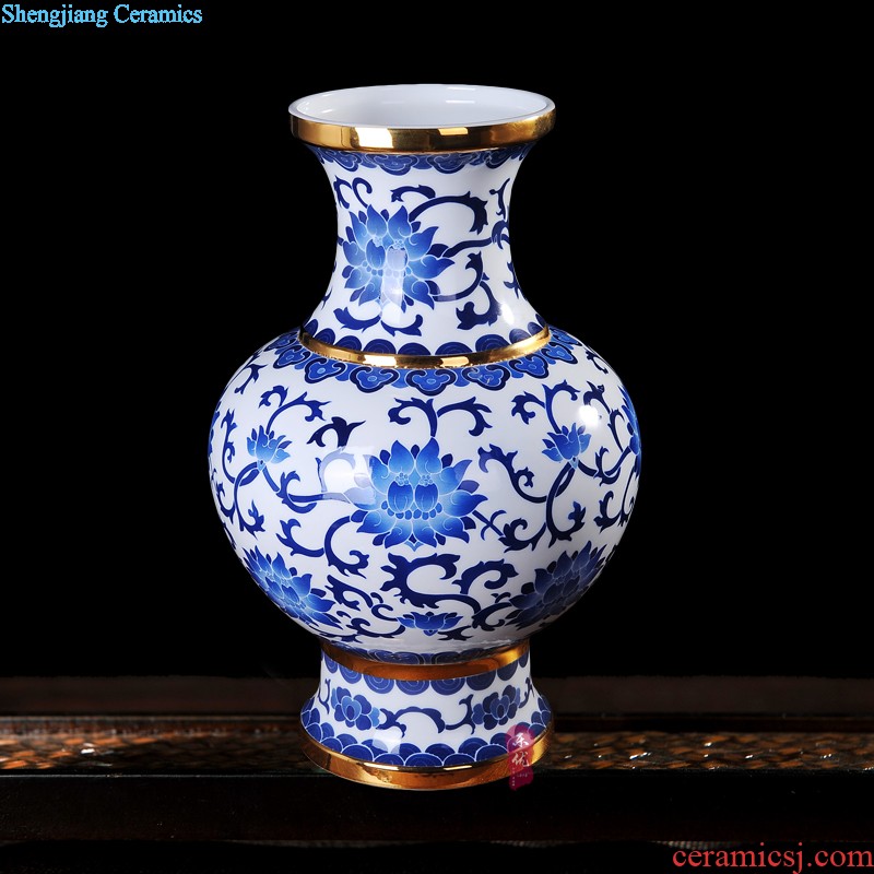 Jingdezhen ceramics vase hand-painted powder enamel New Chinese style living room TV cabinet furnishing articles household decoration