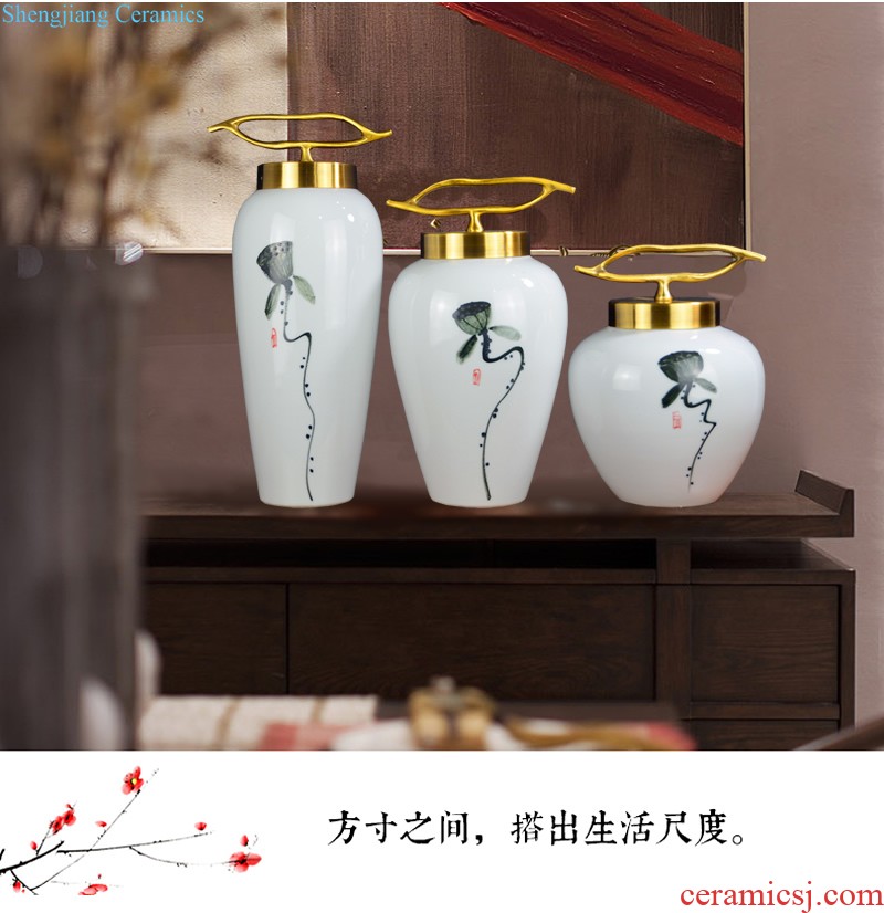 Jingdezhen ceramic European blue vase dried flowers flower arrangement home sitting room TV ark soft adornment handicraft furnishing articles