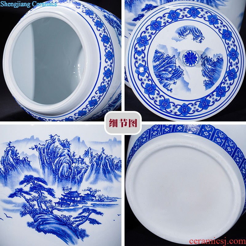 Jingdezhen ceramics antique blue-and-white bound branch lotus bottles of Chinese classical large Angle of the sitting room a few adornment furnishing articles