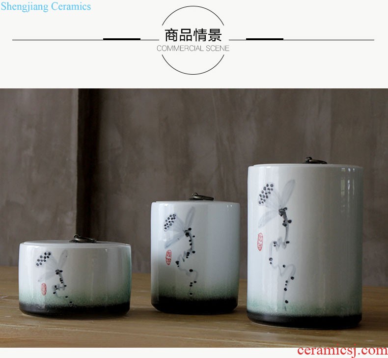 The rain tong home | jingdezhen Chinese zen furnishing articles The sitting room porch decoration ceramic blue round ceramic pot