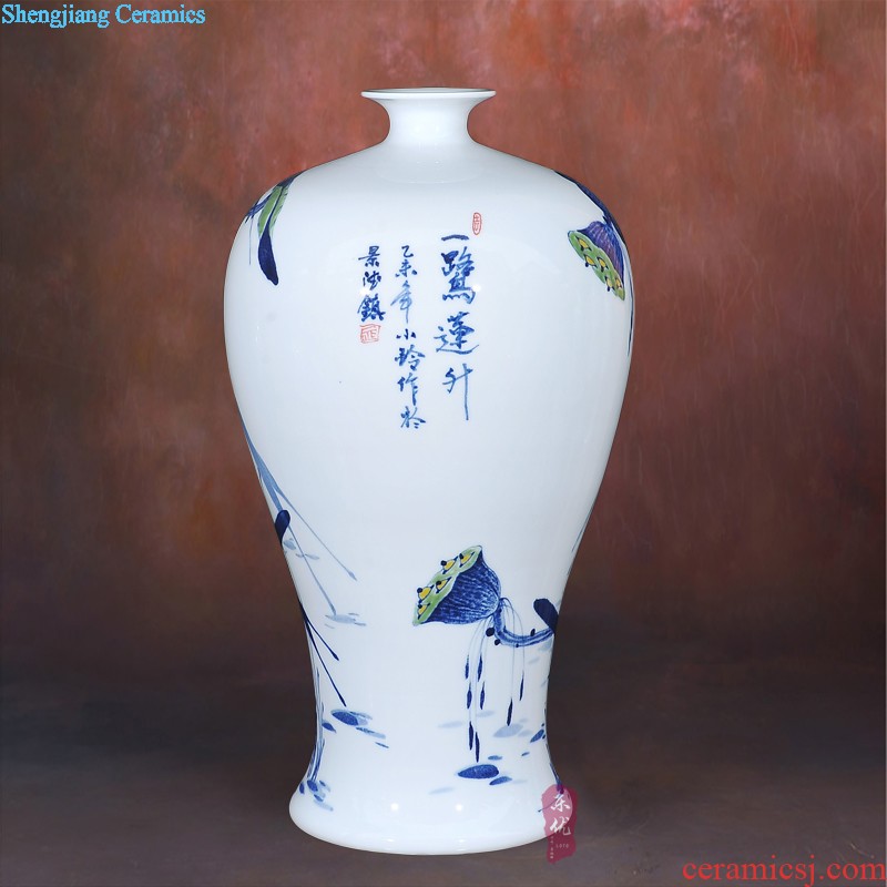 Jingdezhen ceramics hand-painted vases, Chinese style living room TV ark place flower arranging spring brightness household act the role ofing is tasted