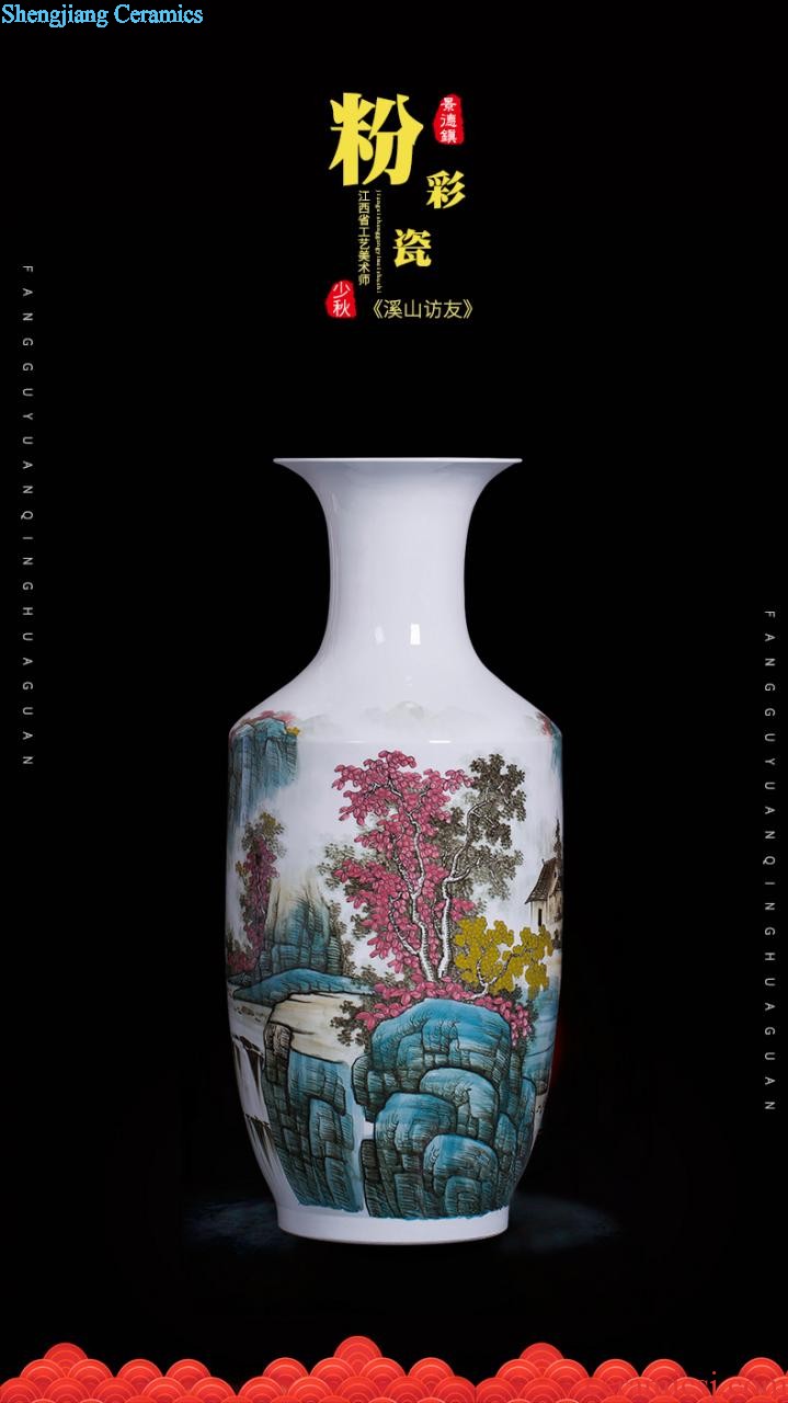 Jingdezhen ceramics antique Chinese landscape painting vase home sitting room adornment is placed the calligraphy and painting scroll cylinder