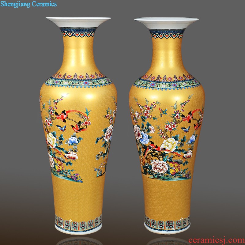 Jingdezhen ceramic furnishing articles hand-painted large ground vase quiver tube of the sitting room of Chinese style household decorations study