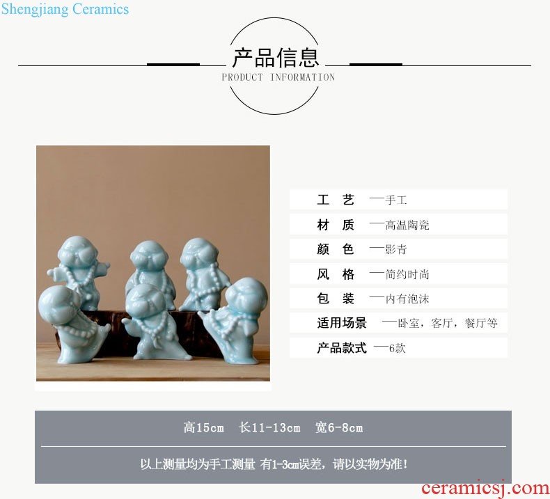 Rain tong home | jingdezhen ceramics creative home hand shadow celadon kung fu boy little monk ceramic furnishing articles