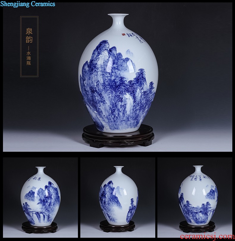 Jingdezhen ceramics Shadow blue variable color glaze vase flowers Fashion contracted home sitting room adornment is placed