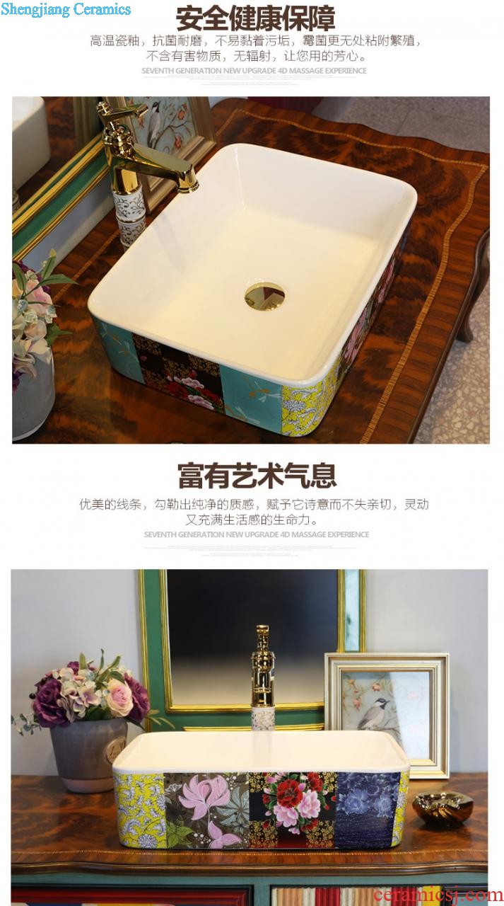 Post, neat square on the art of jingdezhen ceramic bowl lavatory sink basin peony square yellow gold