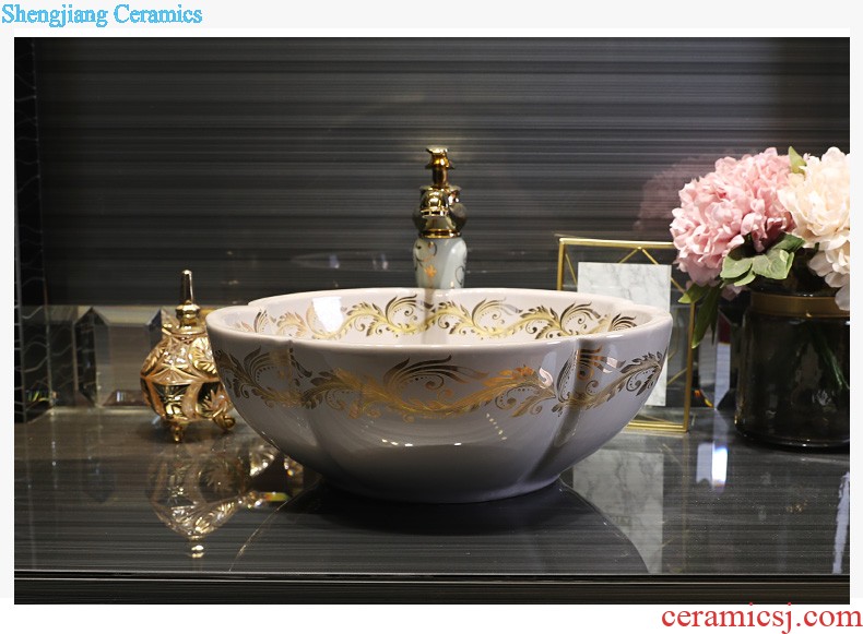 Gold cellnique bath lavatory basin of ceramic table European toilet basin of wash one coloured glaze coloured drawing or pattern of the basin that wash a face