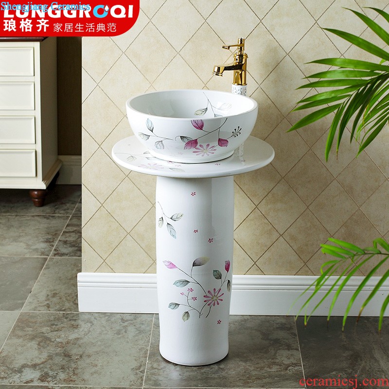 Archaize ceramic basin of pillar type lavatory sink basin integrated the balcony floor pillar toilet