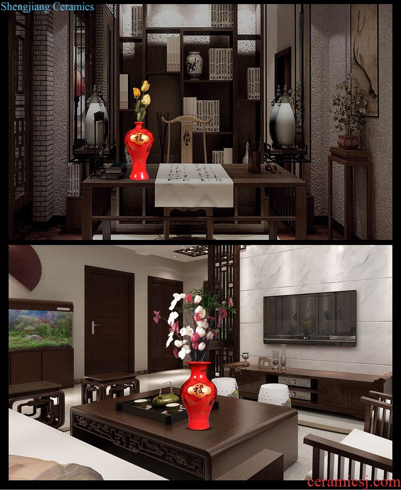 Jingdezhen ceramic vase furnishing articles by hand-painted sabingga sukdun dergici jimbi vases, flower arranging the modern Chinese style living room decorations