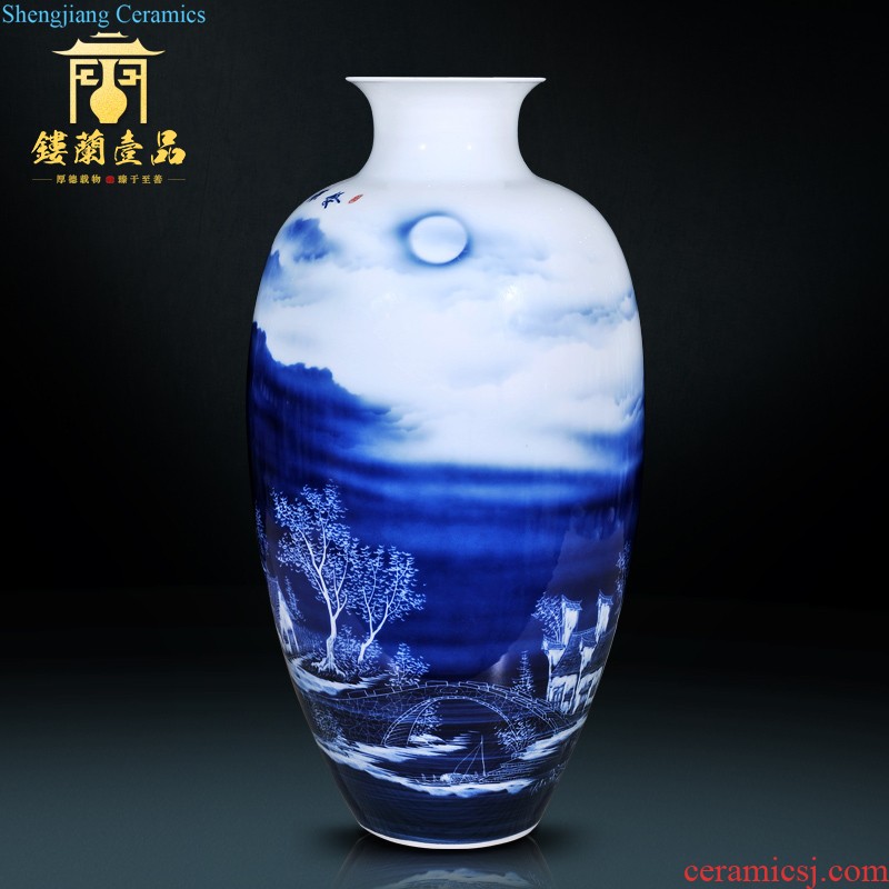 Jingdezhen ceramics antique blue-and-white youligong longfeng general small pot vase Chinese sitting room adornment is placed