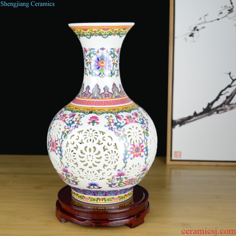 Jingdezhen crystalline glaze ceramic vase dried flowers flower arrangement sitting room european-style table creative household soft adornment is placed