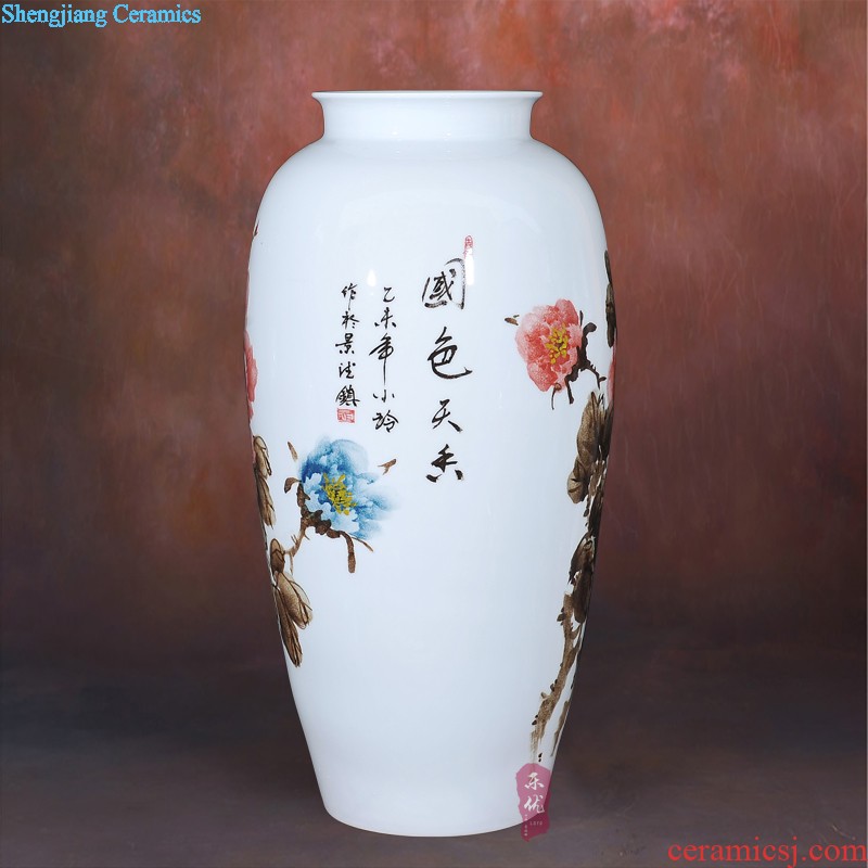 Jingdezhen ceramics Antique hand-painted landscape general pot of blue and white porcelain vase household adornment handicraft furnishing articles