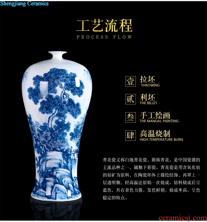 Famous master of jingdezhen ceramics hand-painted pastel landscape of large vases, Chinese style sitting room adornment is placed