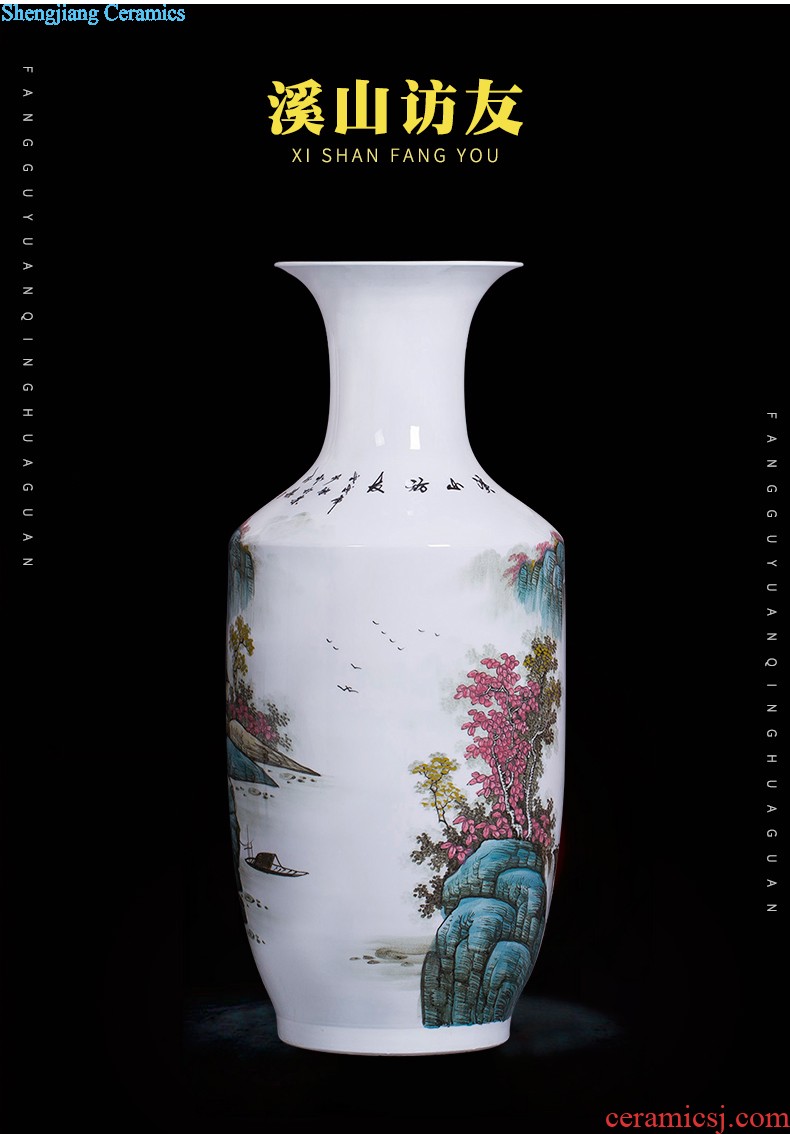 Jingdezhen ceramics antique Chinese landscape painting vase home sitting room adornment is placed the calligraphy and painting scroll cylinder