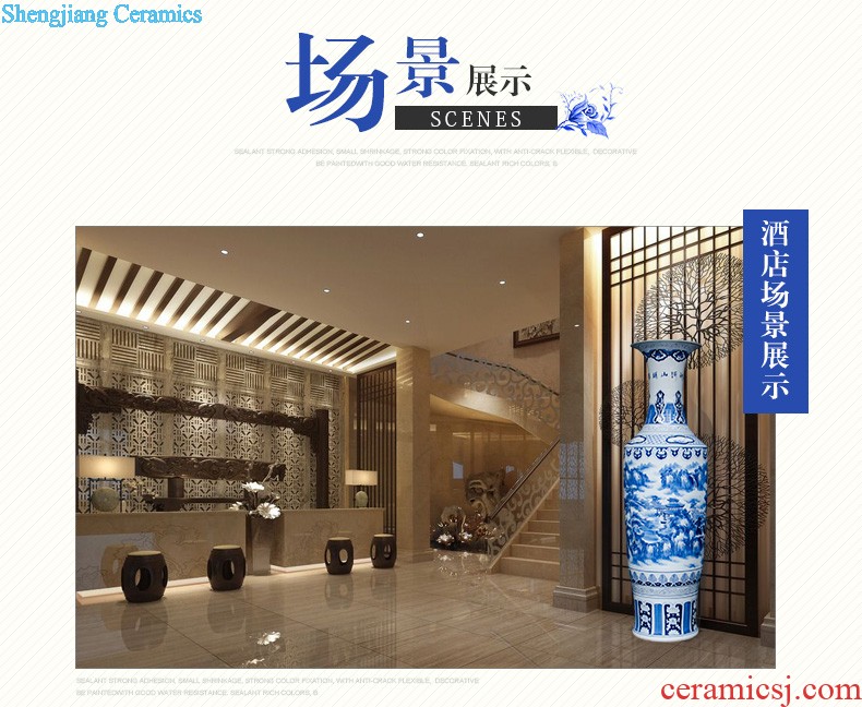 Famous master of jingdezhen ceramics hand-painted vases, flower arranging furnishing articles furnishing articles five sub-ka Chinese style living room decoration