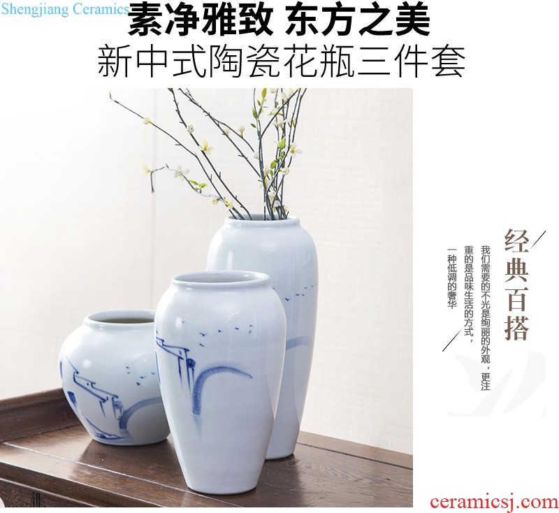 Jingdezhen ceramic hand-painted vases, dried flowers flower arrangement sitting room TV ark of new Chinese style household adornment handicraft furnishing articles