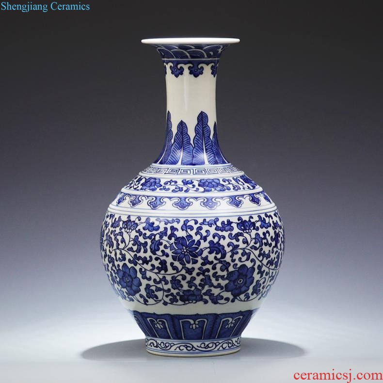 Jingdezhen ceramics new Chinese style household furnishing articles blue and white porcelain vase hand-painted landscape flower arrangement sitting room adornment