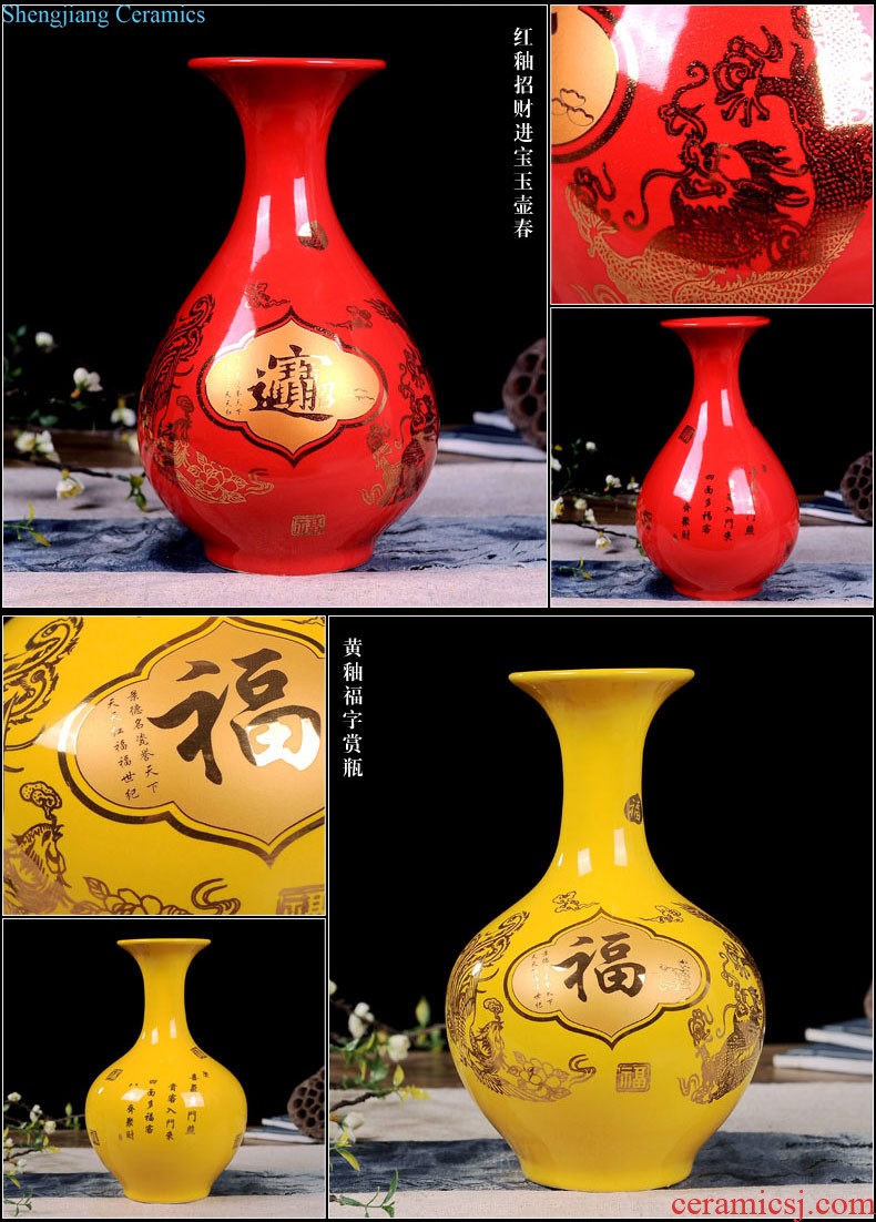 Jingdezhen ceramic vase furnishing articles by hand-painted sabingga sukdun dergici jimbi vases, flower arranging the modern Chinese style living room decorations