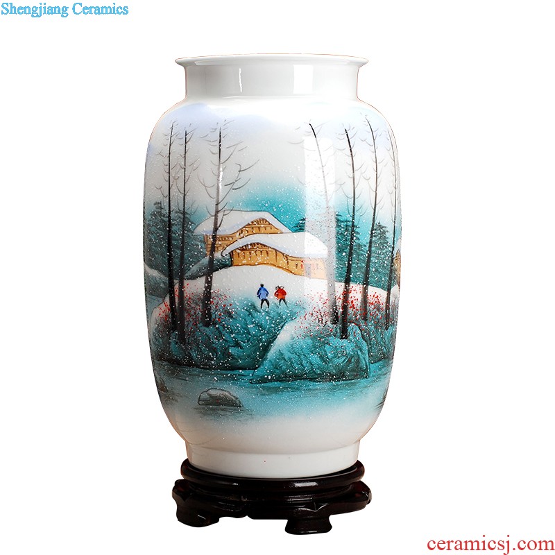 Hand-painted chrysanthemum patterns of blue and white porcelain of jingdezhen ceramics surface square vase furnishing articles study calligraphy and painting is received