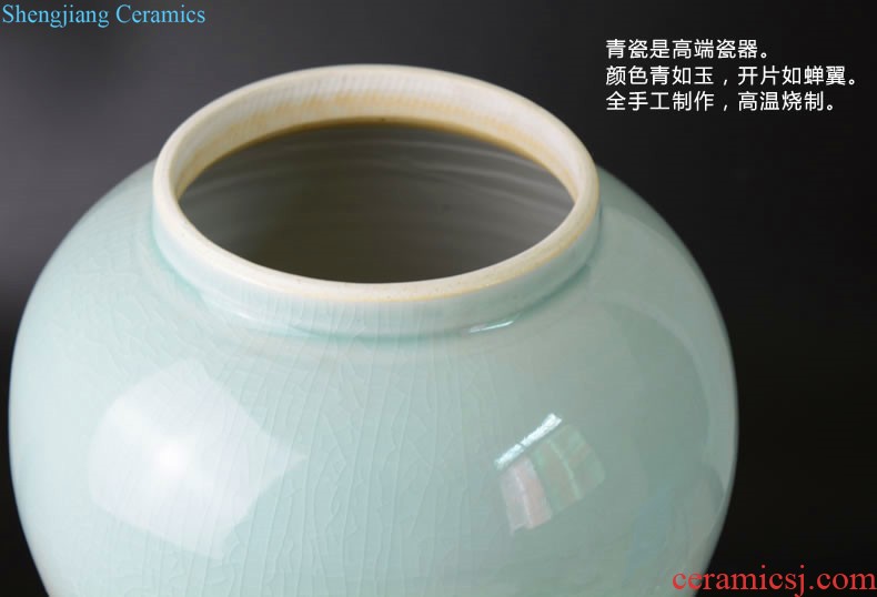 New Chinese zen ceramic vase dry flower is placed sitting room simulation flower arrangement table, TV ark household soft adornment