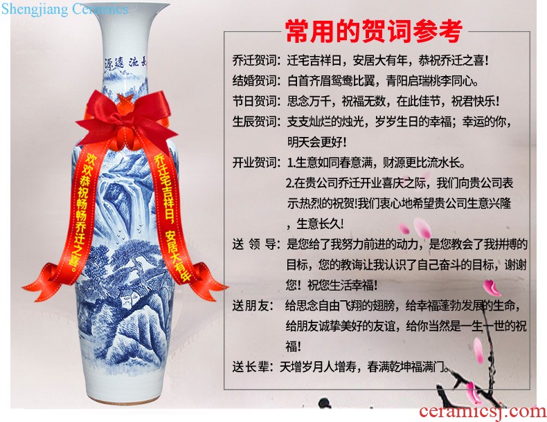 Jingdezhen ceramics red large vases, flower arranging Chinese style household adornment handicraft furnishing articles large living room