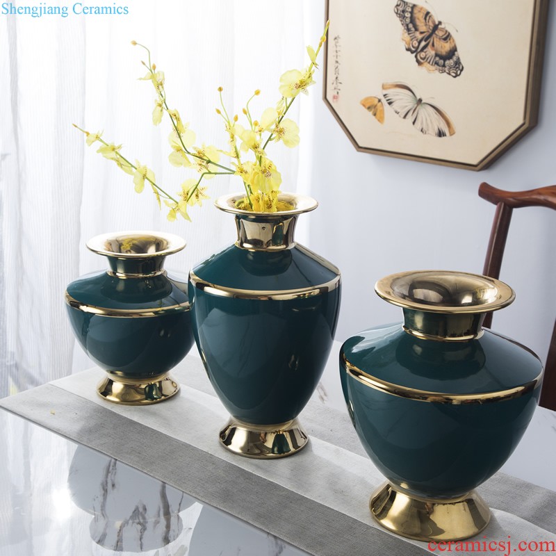 Jingdezhen ceramics Manual celadon vase Chinese style restoring ancient ways of sitting room rich ancient frame home furnishing articles