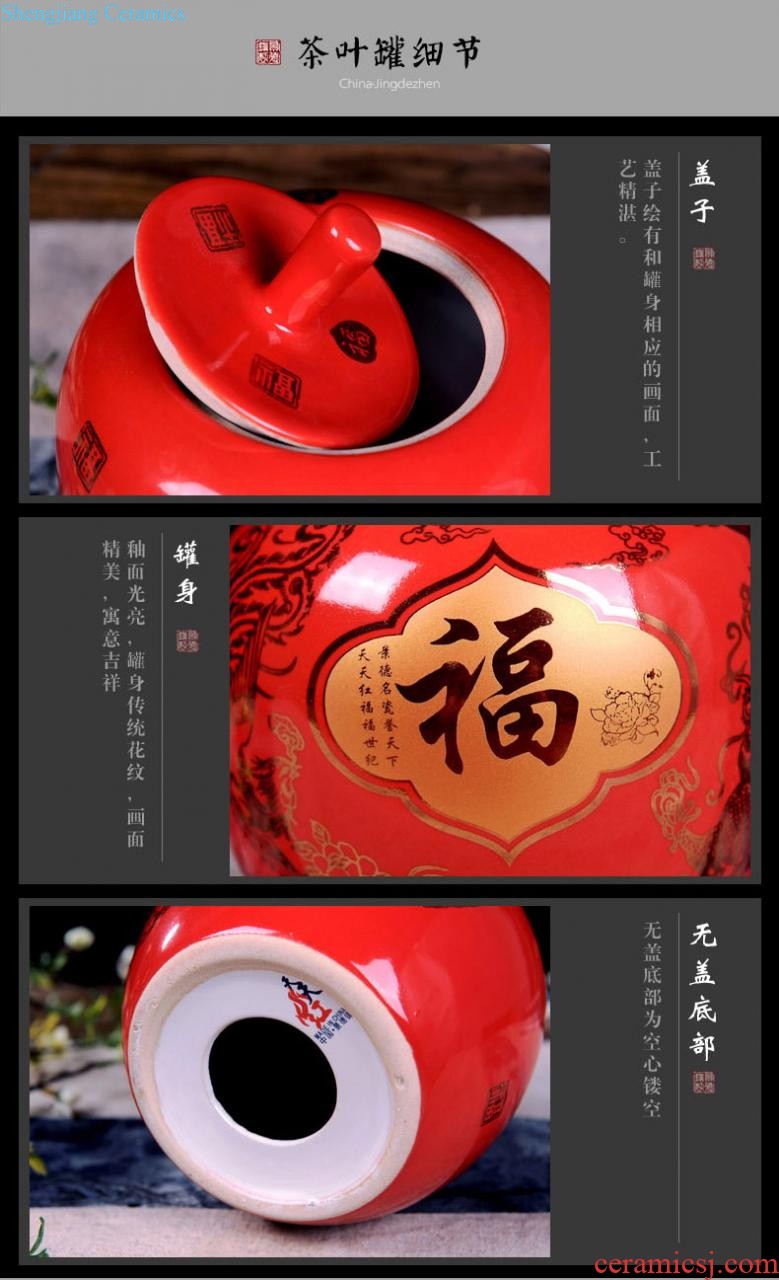 Jingdezhen ceramics China red longfeng f egg vase furnishing articles sitting room put vase modern home decoration