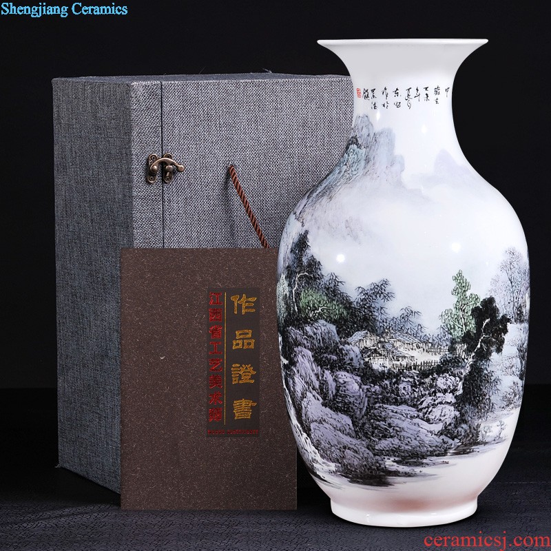 Jingdezhen ceramics hand-painted tea MeiZhengYan vase furnishing articles New Chinese style household living room TV cabinet decoration