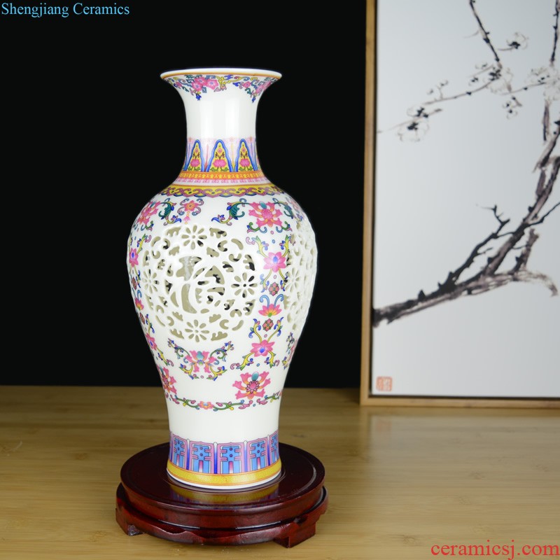 Jingdezhen crystalline glaze ceramic vase dried flowers flower arrangement sitting room european-style table creative household soft adornment is placed