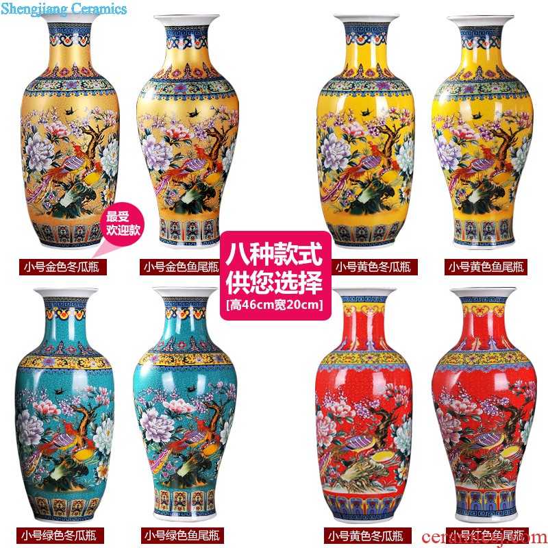 Jingdezhen ceramics hand-painted vases ChunManQianKun knife clay New Chinese style living room porch place ornament