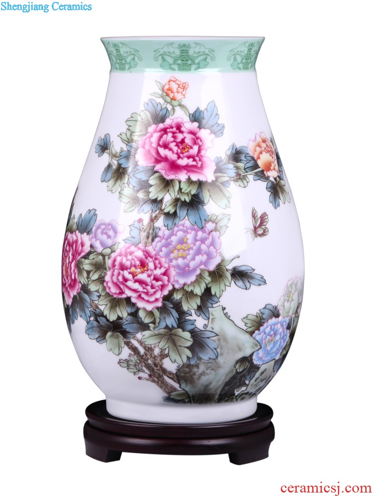 Jingdezhen ceramics Famous general hand-painted color glaze powder enamel pot vase handicraft furnishing articles in the living room