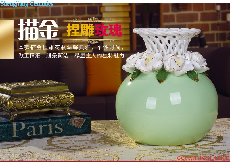 Jingdezhen ceramics hand-painted pastel antique imitation porcelain landing big vase qianlong year sitting room adornment is placed