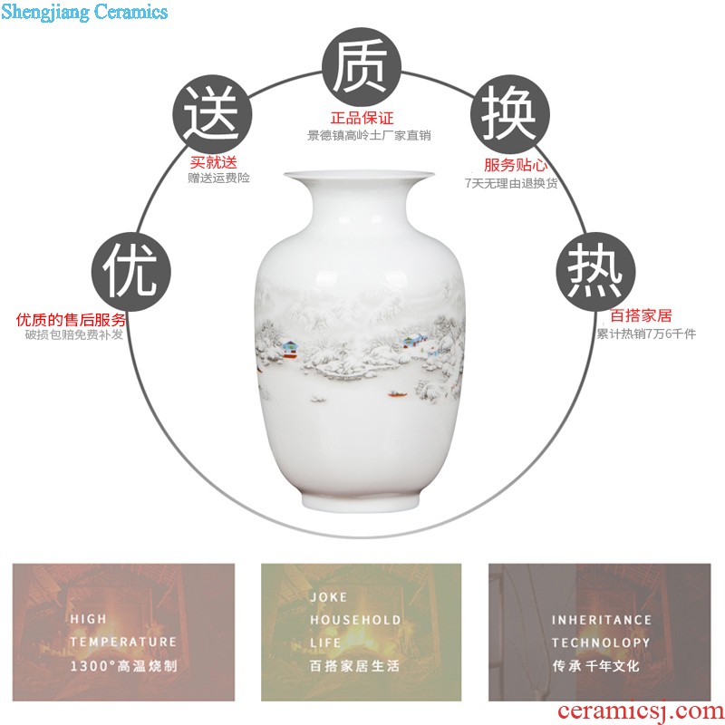 Jingdezhen ceramics three-piece floret bottle of Chinese style household living room TV cabinet decoration crafts are arranging flowers