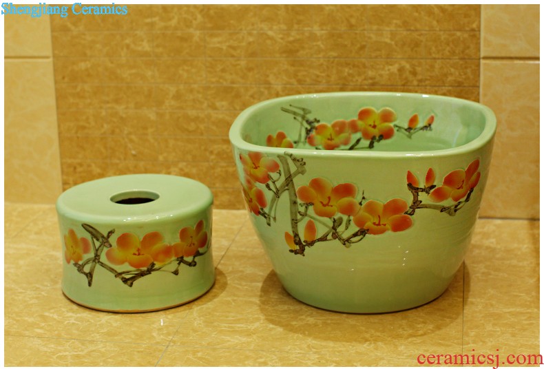 Koh larn, qi Increase the square on the art of jingdezhen ceramic bowl lavatory sink basin Platinum peony