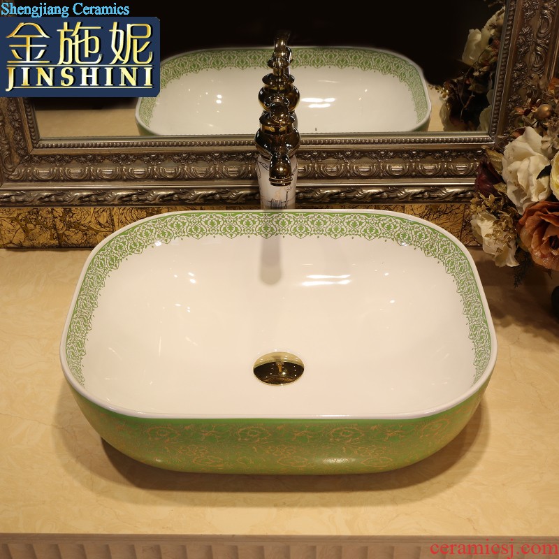 European square stage basin to a square ceramic household sink art lavatory basin sink