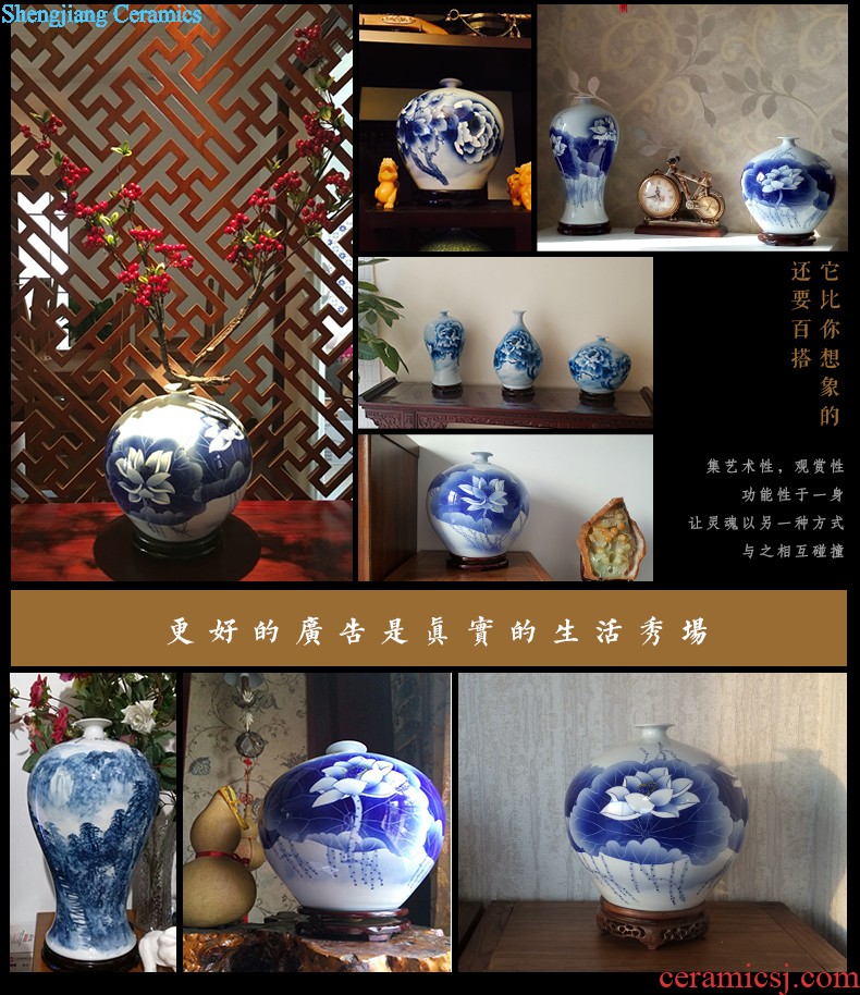 Jingdezhen ceramics Shadow blue variable color glaze vase flowers Fashion contracted home sitting room adornment is placed