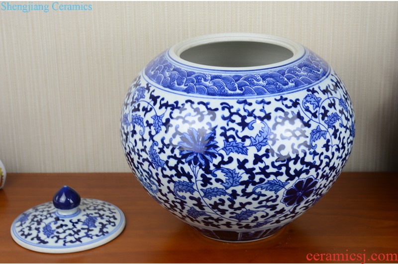 Jingdezhen ceramics general pot of large storage tank with cover Chinese style household soft adornment furnishing articles sitting room