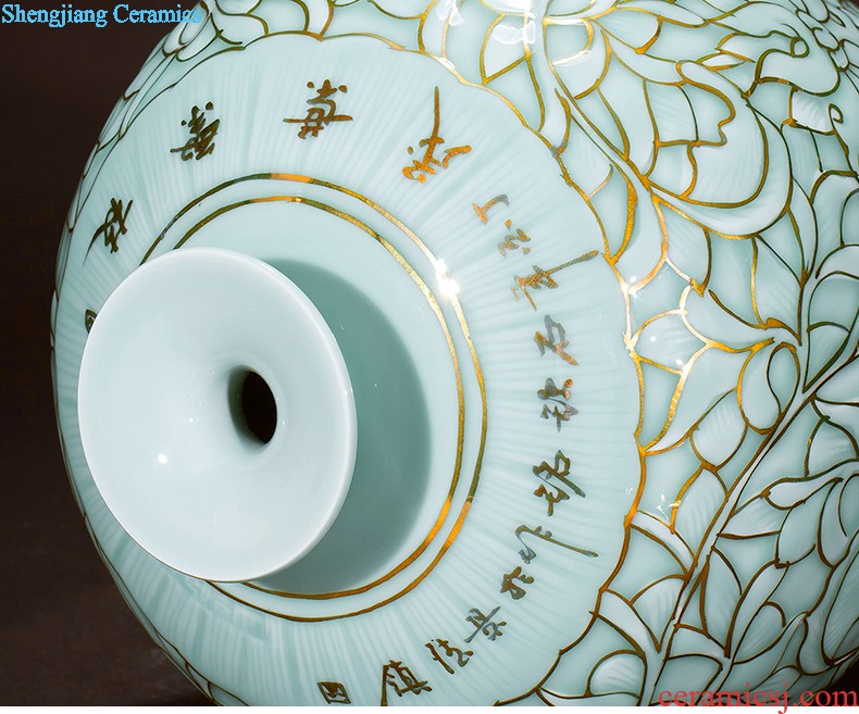 Jingdezhen ceramics hand-painted painting and calligraphy scrolls cylinder barrel large sitting room ground of blue and white porcelain vase calligraphy and painting to receive barrels