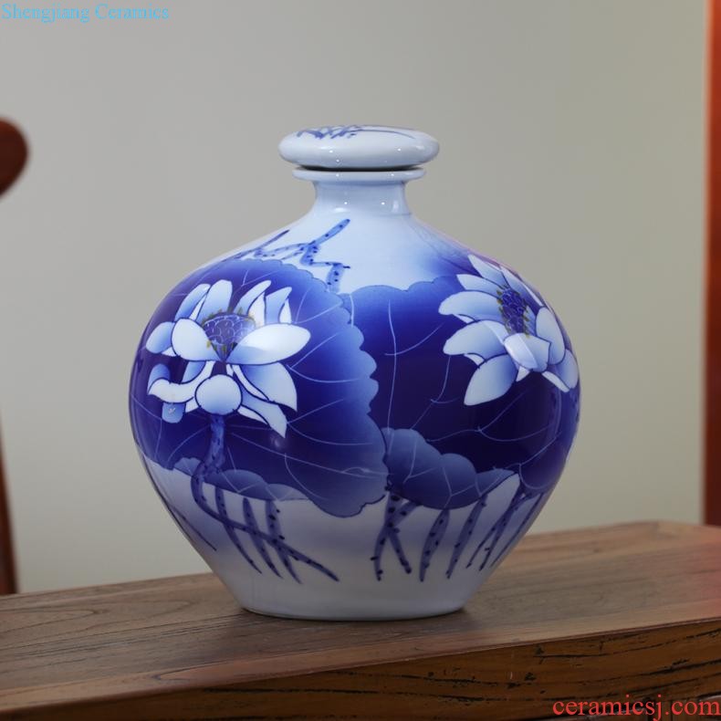 Jingdezhen ceramics hand-painted blue and white porcelain vase general storage jar jar of furnishing articles of new Chinese style household ornaments