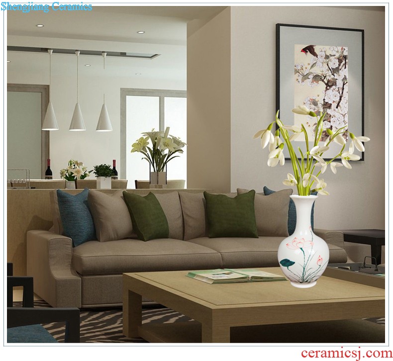 New Chinese style style is contracted household ceramic vases, furnishing articles Blue and white porcelain abstract three-piece sitting room adornment flower arrangement