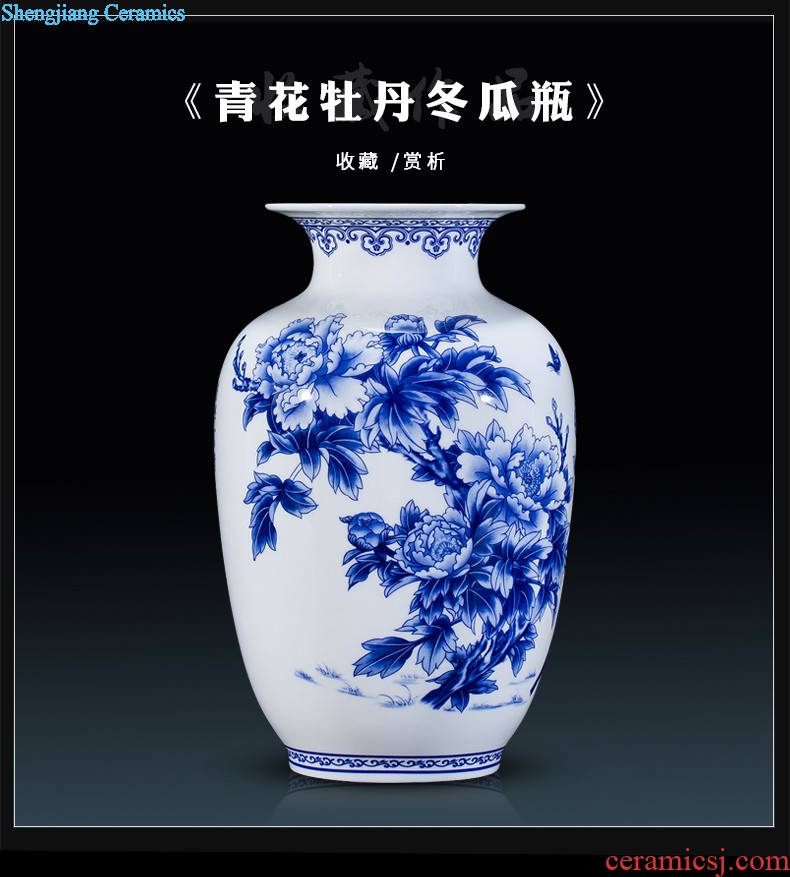 Jingdezhen porcelain vases, antique hand-painted color of blue and white porcelain cover pot Chinese style classical sitting room adornment is placed