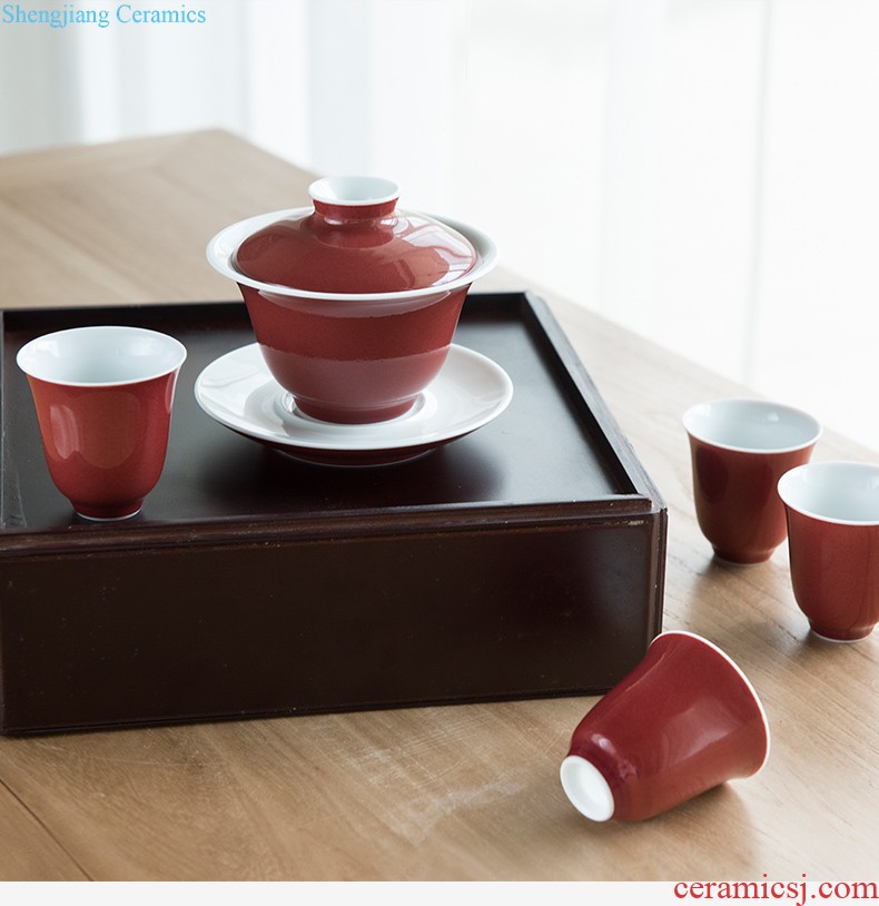 Them only three tureen suit jingdezhen ceramic cups thin body sample tea cup tea bowl glass cup gift box