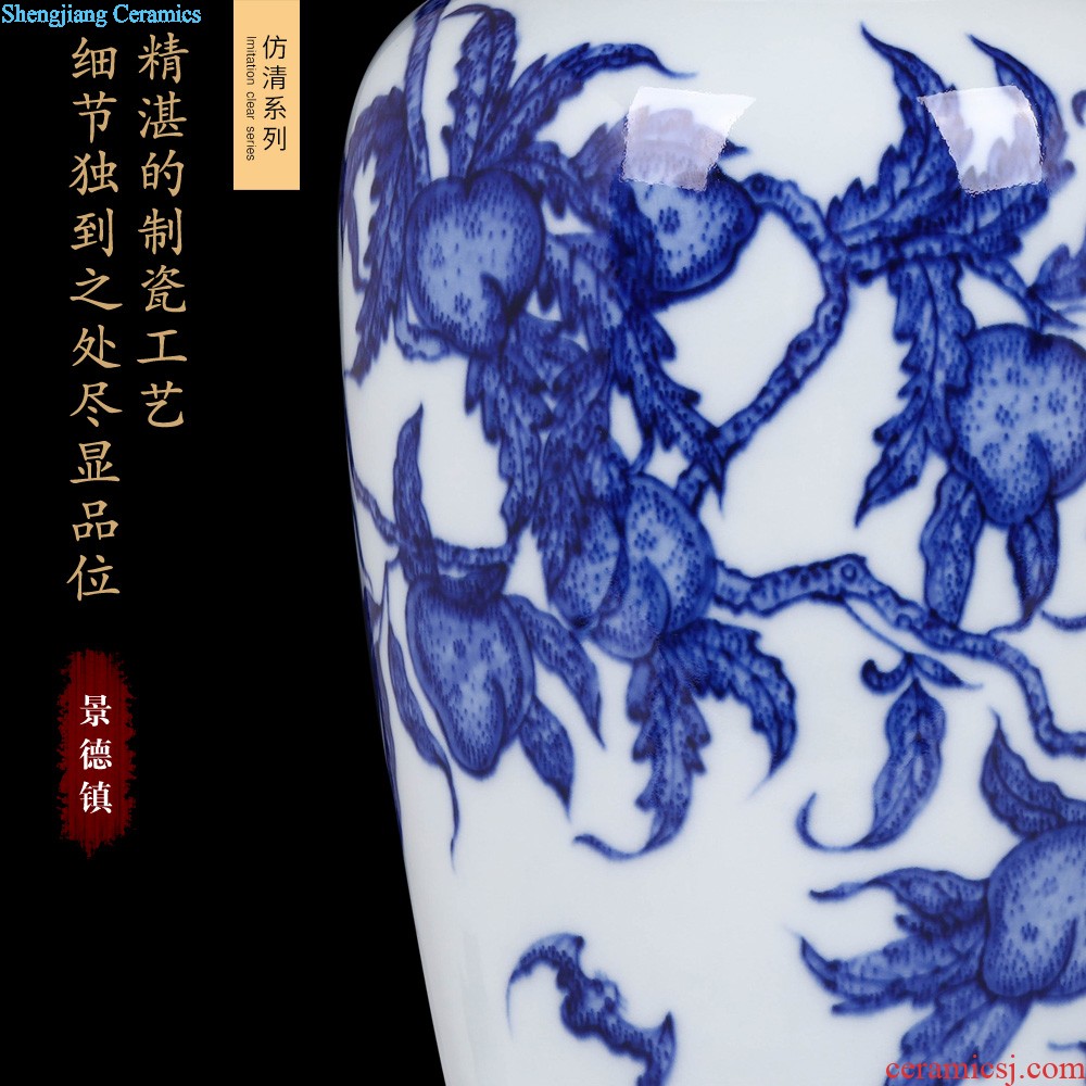 Jingdezhen ceramics vase furnishing articles imitation Ming xuande blue hand-painted sea dragon mei bottles of home decoration