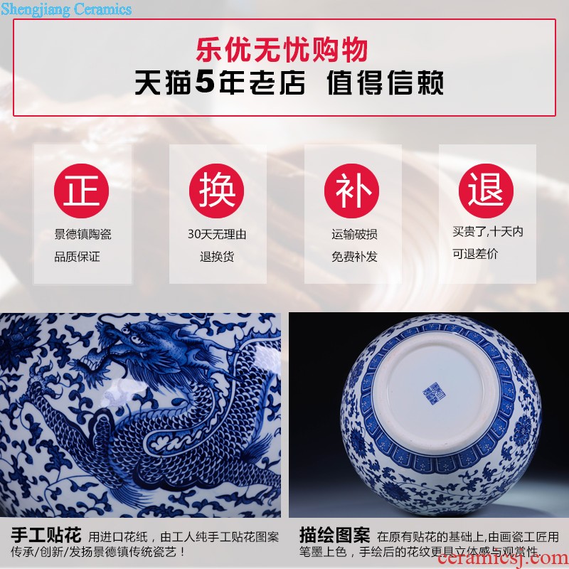 Jingdezhen ceramics Archaize bucket color landscape of blue and white porcelain vase flower implement Chinese style living room handicraft furnishing articles