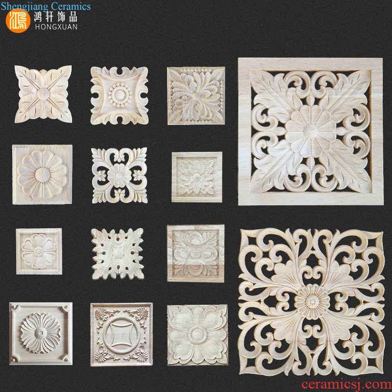 Wood carving flower square of carve patterns or designs on woodwork furniture decoration rectangle artical decals Roman chapiter bracket solid wood strips