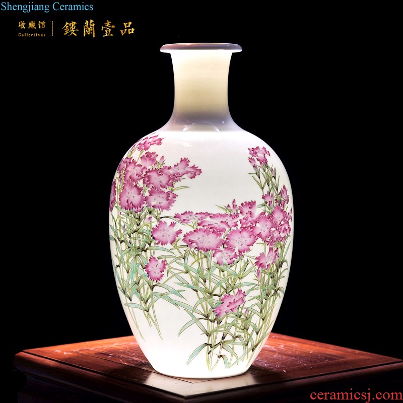 Jingdezhen blue and white porcelain manual hand-painted dried flowers sitting room place vase modern new Chinese style decoration decoration